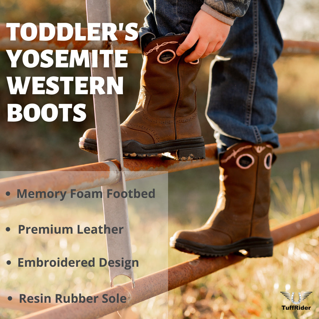 TuffRider Youth Yosemite Barbed Wire Embroidered Round Toe Western Boots - Sunset Bay Equestrian