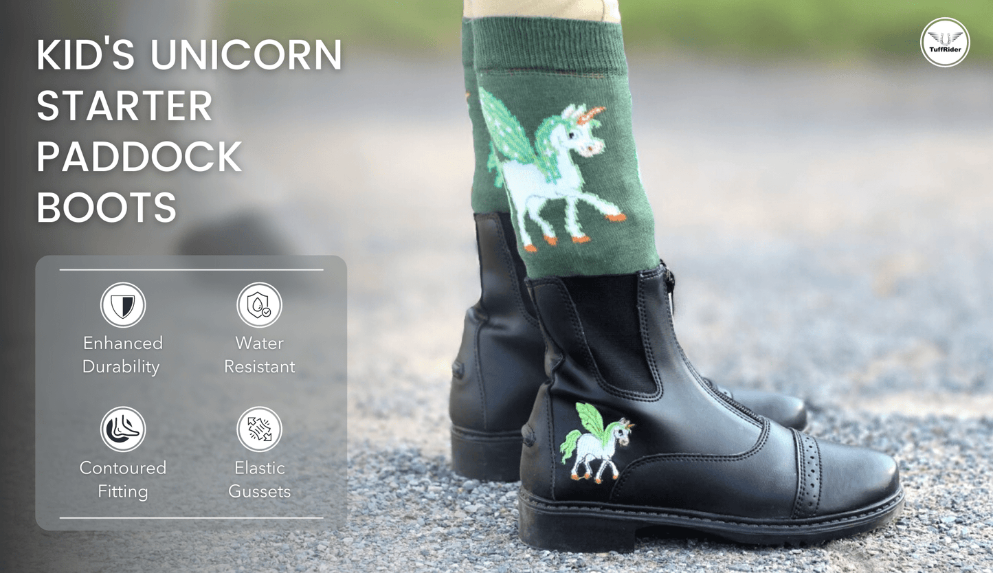 TuffRider Childrens Unicorn Front Zip Paddock Boots Black