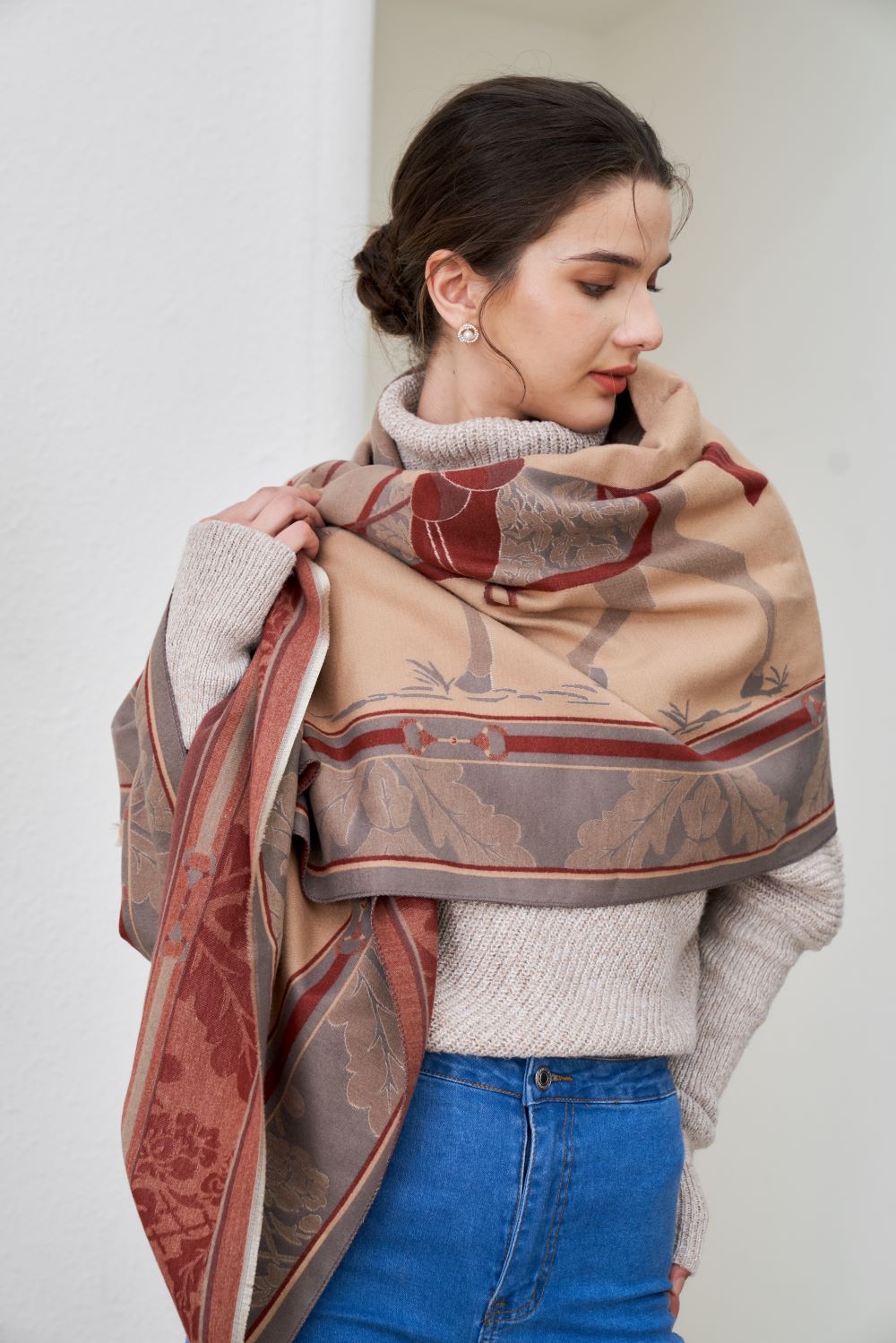 AWST Int'l Baroque Horses Acrylic Cashmere Scarf
