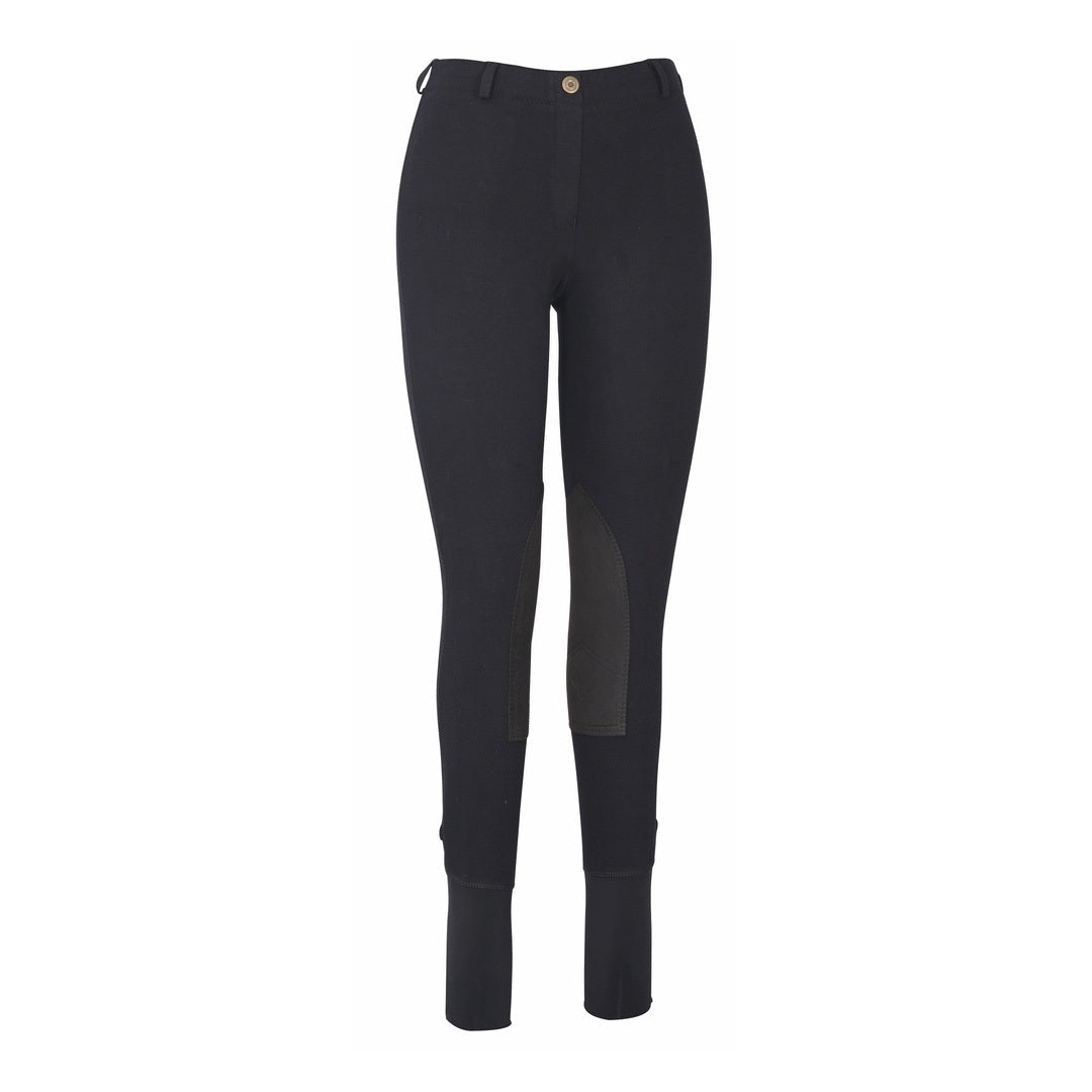 TuffRider Ladies Cotton Lowrise Pull-On Knee Patch Breeches - Sunset Bay Equestrian