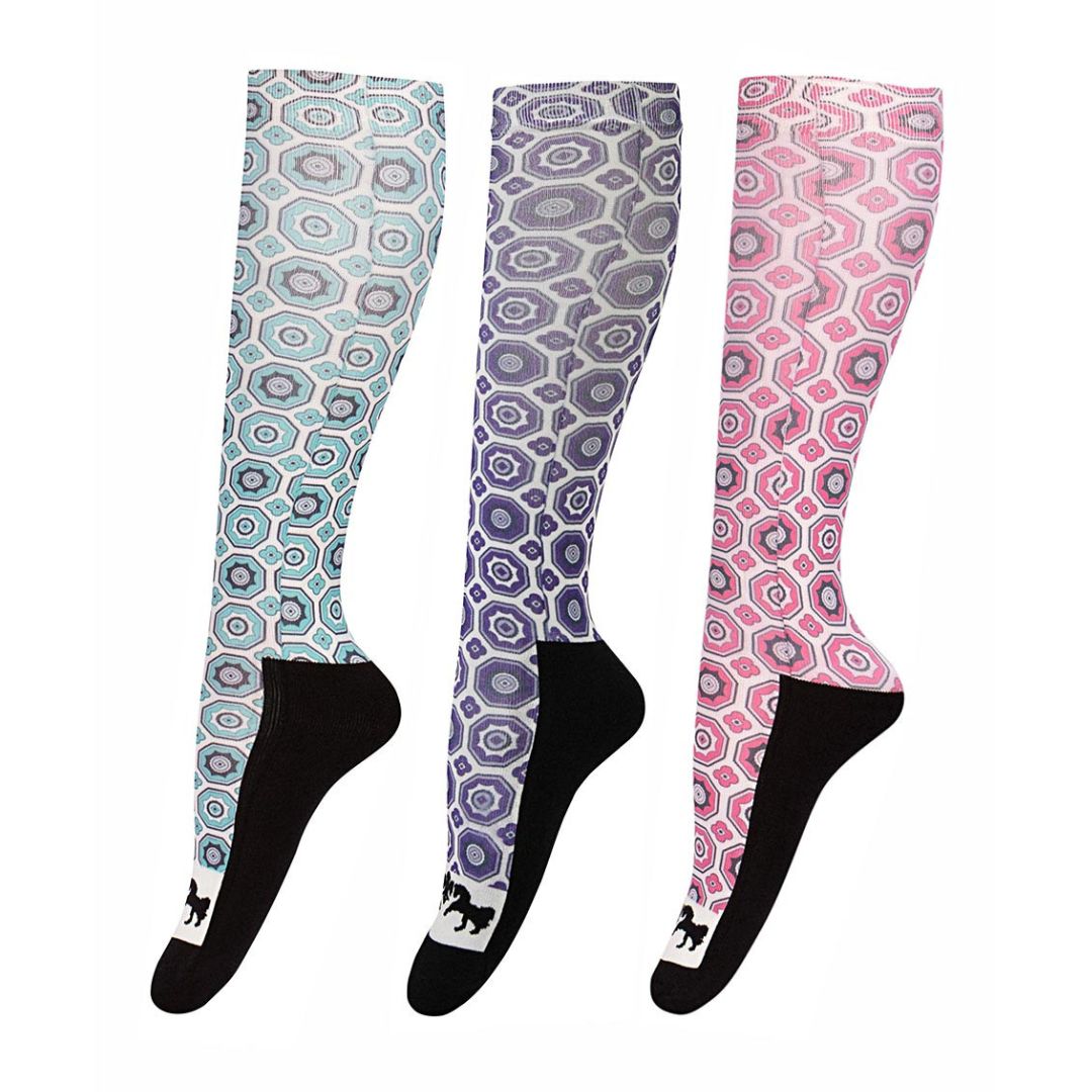 Equine Couture Ladies Kelsey Padded Knee Hi Boot Socks - 3 Pack