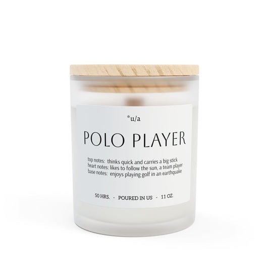 Frosted Glass Candle, 11oz - Polo Player