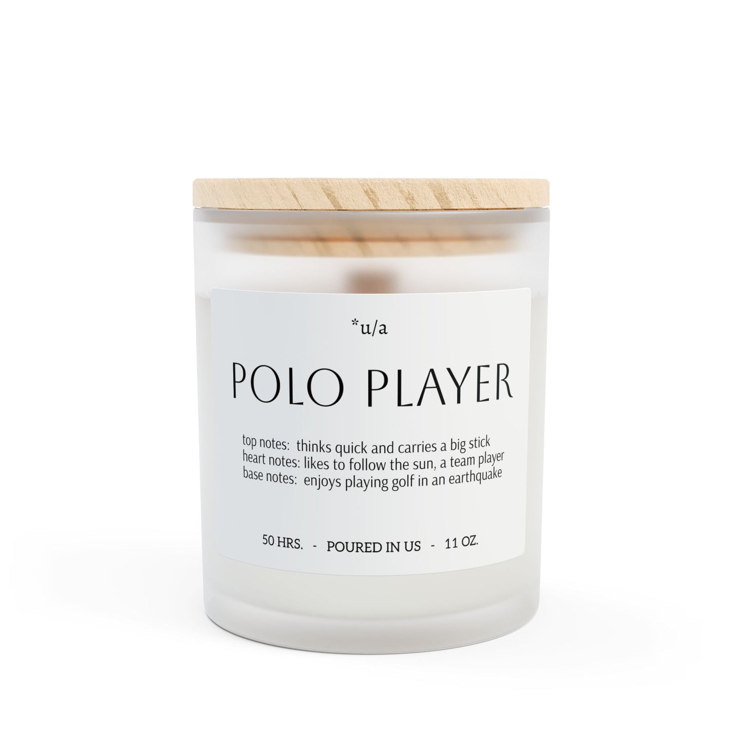 Frosted Glass Candle, 11oz - Polo Player