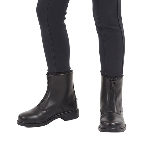 TuffRider Children's Winter Fleece Lined Front Zip Paddock Boots Black