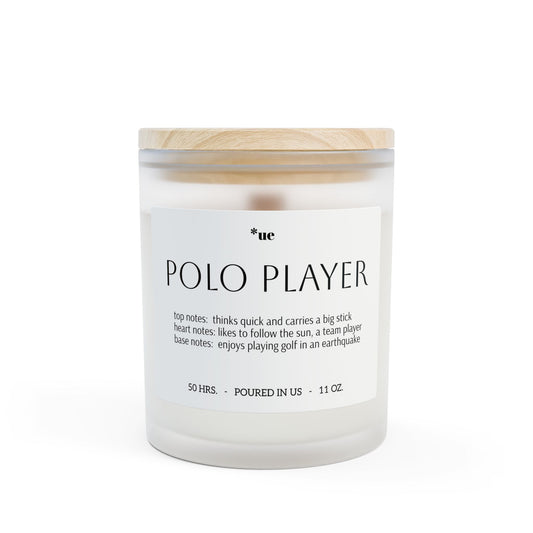 Frosted Glass Candle, 11oz - Polo Player