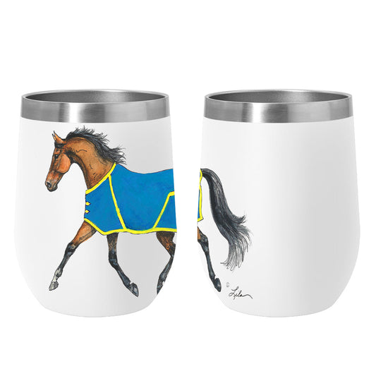 AWST Int'l 12 oz Stainless Steel Wine Tumbler-Lila Bay Horse - Sunset Bay Equestrian