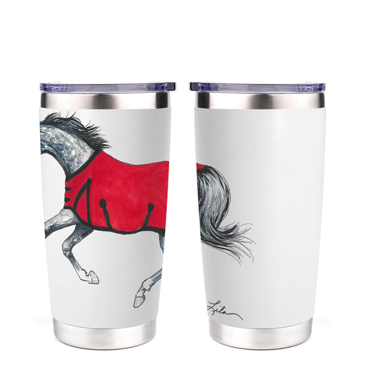 AWST Int'l 20 oz Stainless Steel Tumbler-Lila Grey Horse - Sunset Bay Equestrian