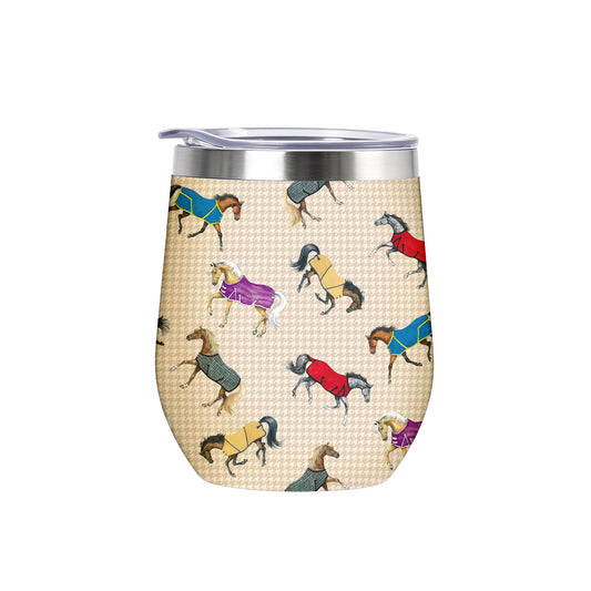 Awst Int'l Lila Horses in Blankets 12 oz. Wine Tumbler - Sunset Bay Equestrian