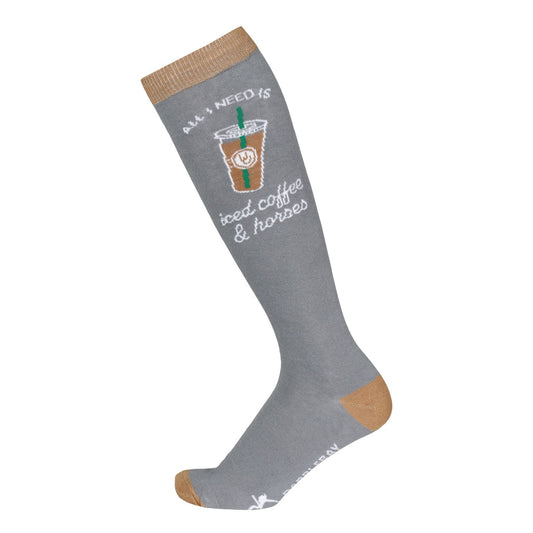 Dapplebay  Knit Boot Socks-Iced Coffee & Horses