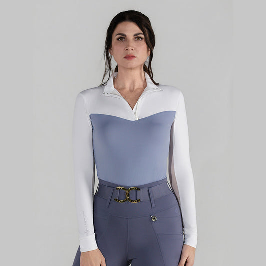 Dapplebay Lady 1/4 Zip LS Show Top-Moonrise - Sunset Bay Equestrian