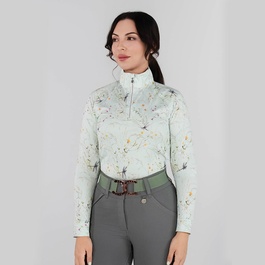 Dapplebay Dragonfly Meadow 1/4 Zip Riding Top - Long Sleeve - Sunset Bay Equestrian