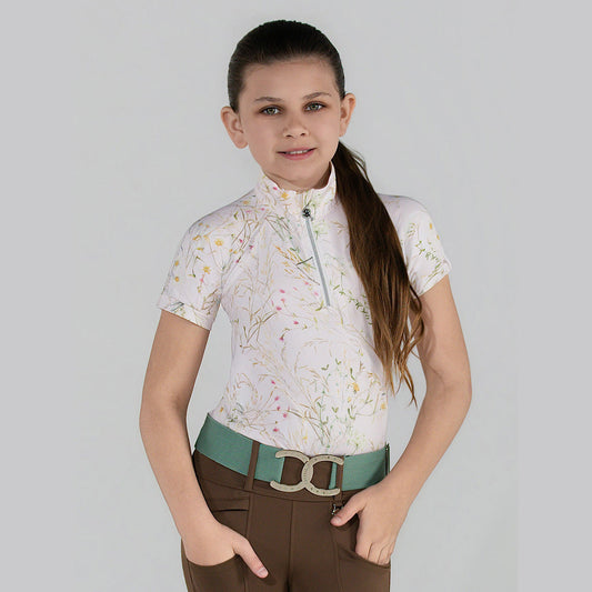 Dapplebay Kids Dragonfly Meadow 1/4 Zip SS Riding Top-Light Pink - Sunset Bay Equestrian