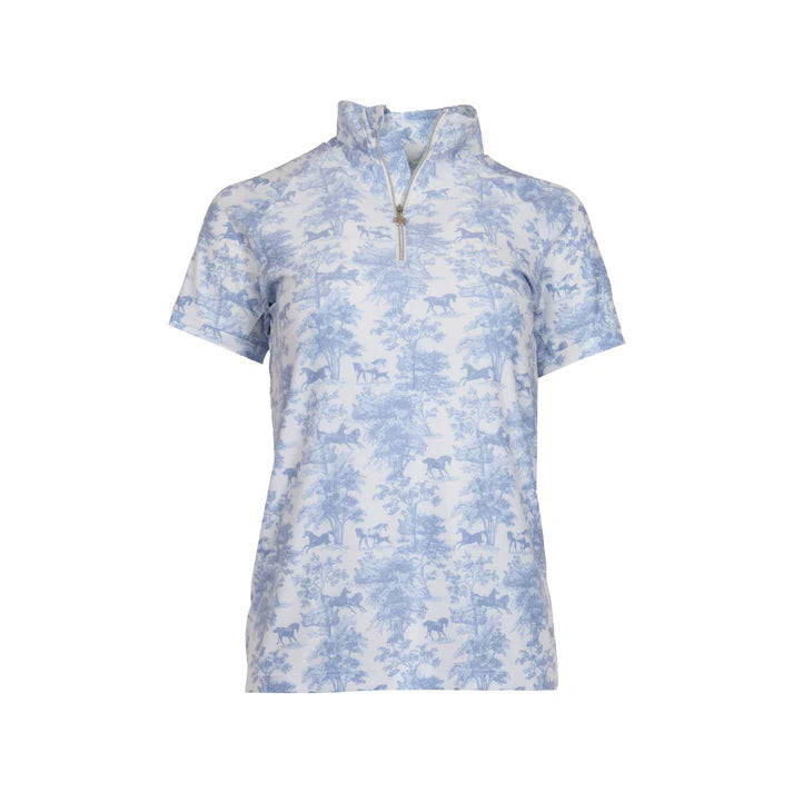 Dapplebay Kids Equestrian Toile 1/4 Zip SS Riding Top-Moonrise