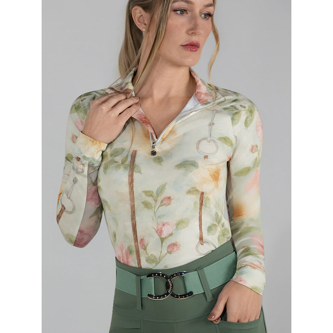 Dapplebay Vintage Floral 1/4 Zip LS Riding Top