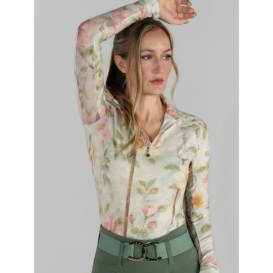 Dapplebay Vintage Floral 1/4 Zip LS Riding Top - Sunset Bay Equestrian