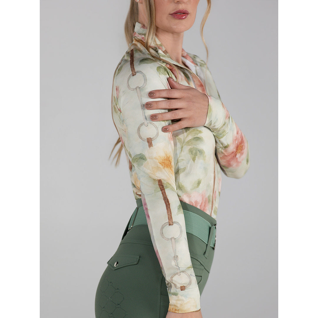 Dapplebay Vintage Floral 1/4 Zip LS Riding Top