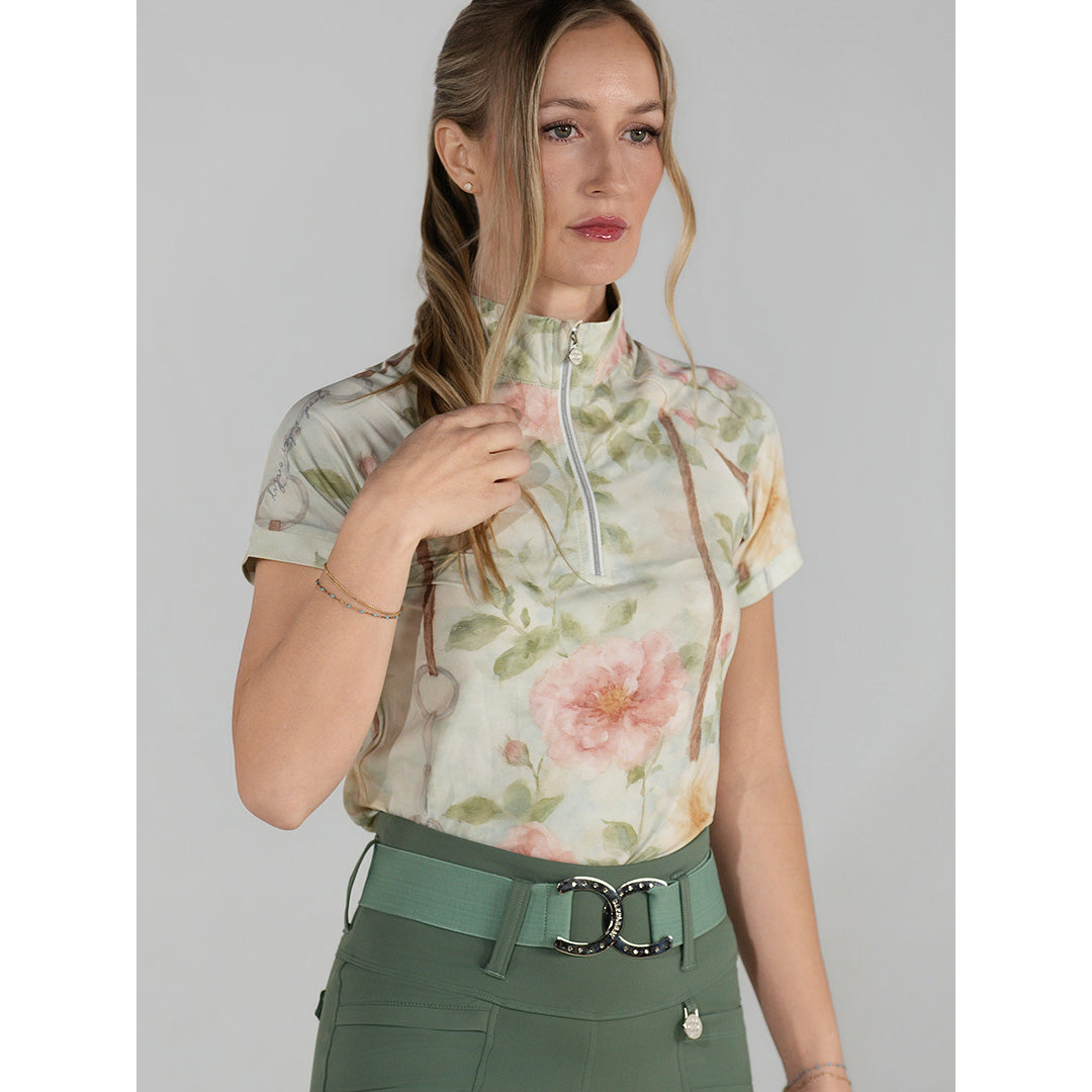 Dapplebay Vintage Floral 1/4 Zip SS Riding Top