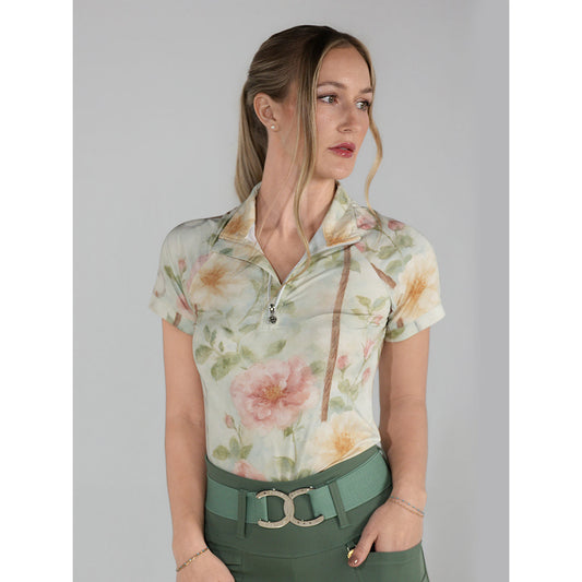 Dapplebay Vintage Floral 1/4 Zip SS Riding Top - Sunset Bay Equestrian
