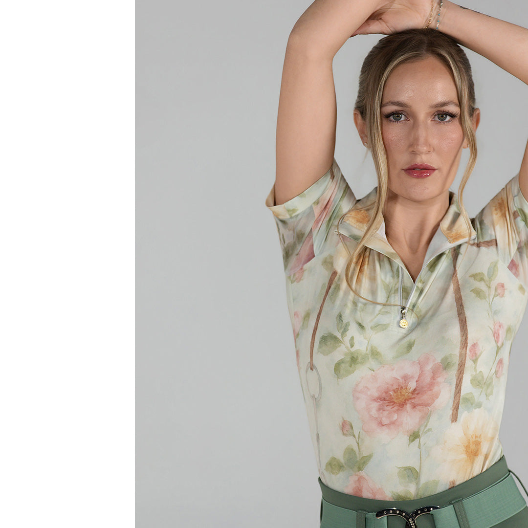 Dapplebay Vintage Floral 1/4 Zip SS Riding Top