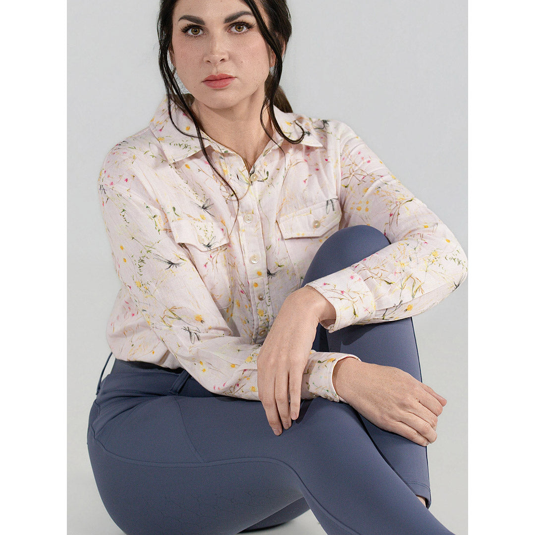 Dapplebay Dragonfly Meadow Breezy Button Up Top-Light Pink