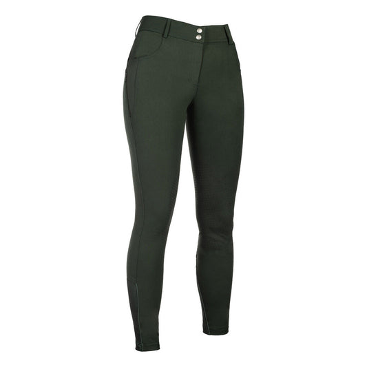 HKM Ari Mid Rise- Sil. Knee Patch Ladies Riding Breeches - Sunset Bay Equestrian