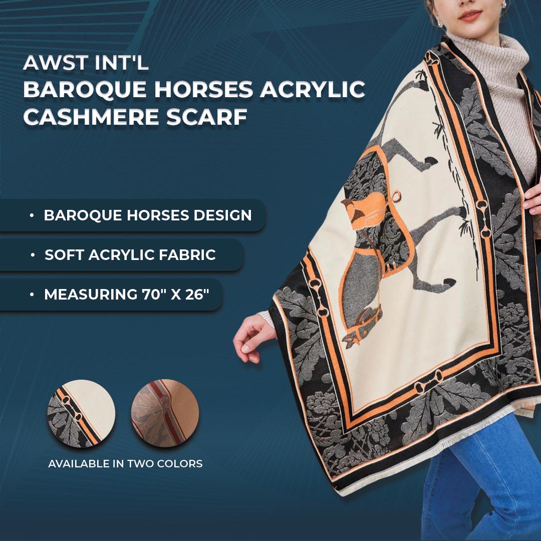 AWST Int'l Baroque Horses Acrylic Cashmere Scarf
