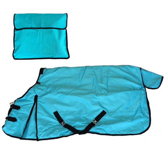 AJ Tack 1200D Horse Turnout Blanket with Storage Bag - Turquoise