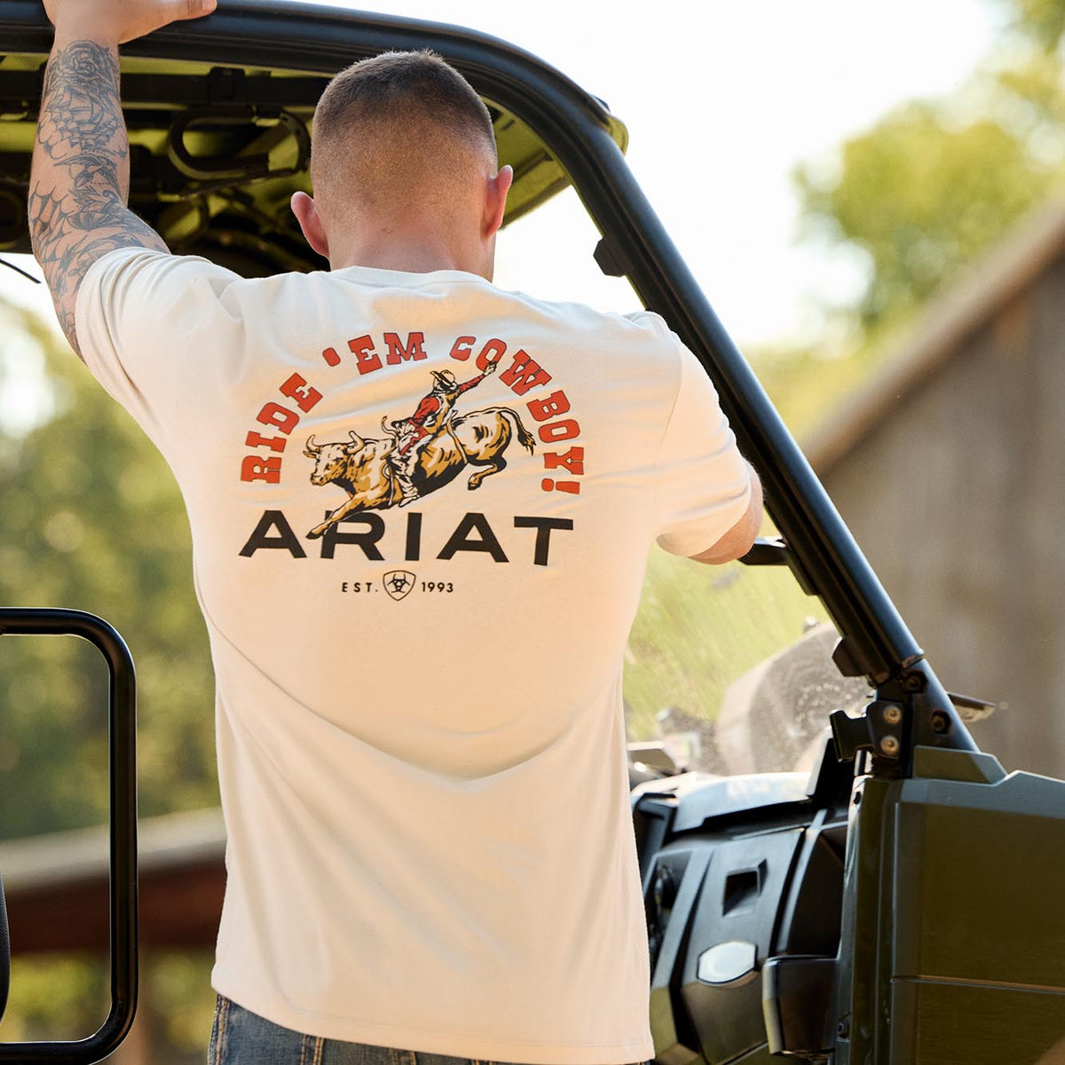 Ariat Mens Short Sleeve Shirt, Ride Em Cowboy Western Graphic Tee