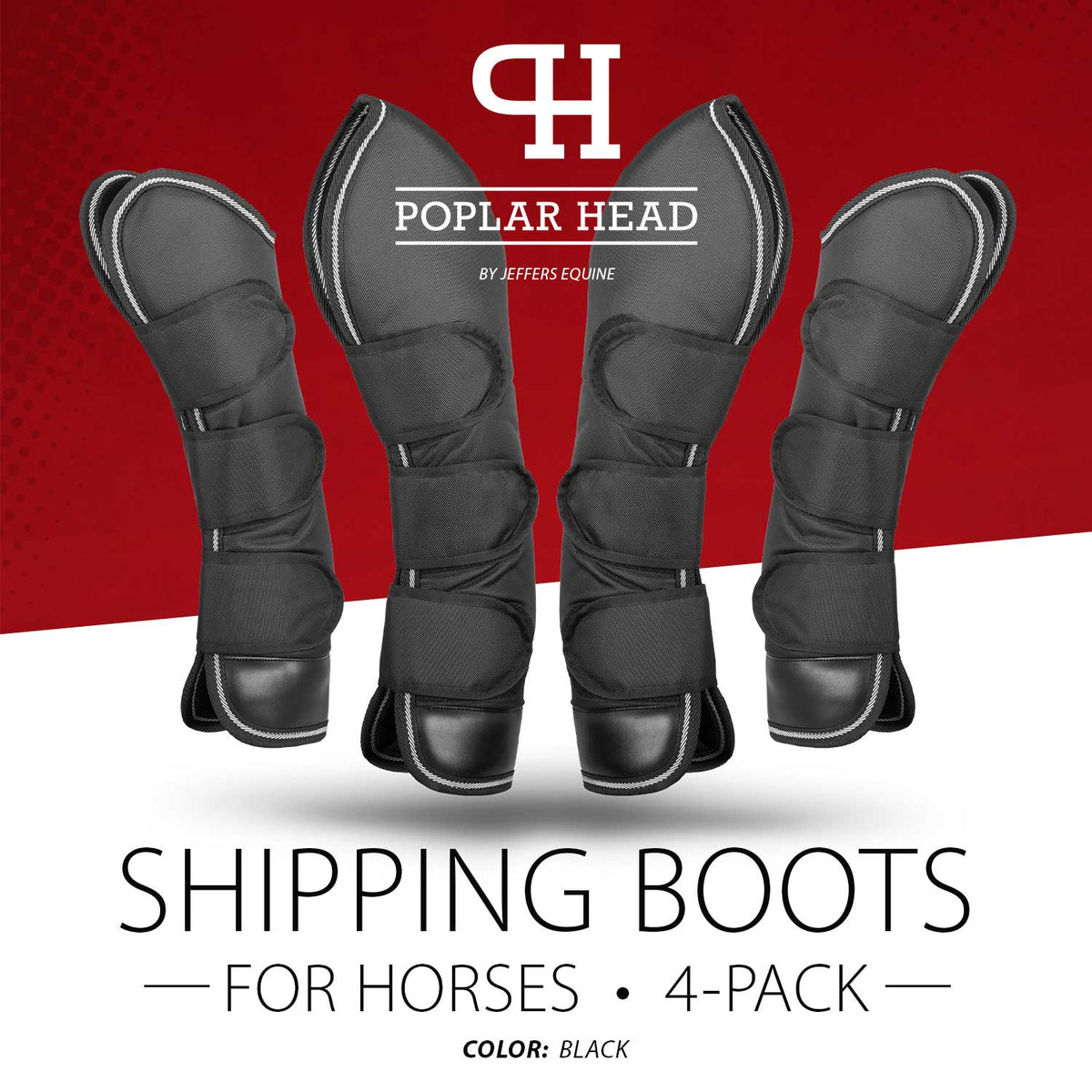 Jeffers Poplar Head Horse Shipping Boots, 4-Pack with Carry Bag